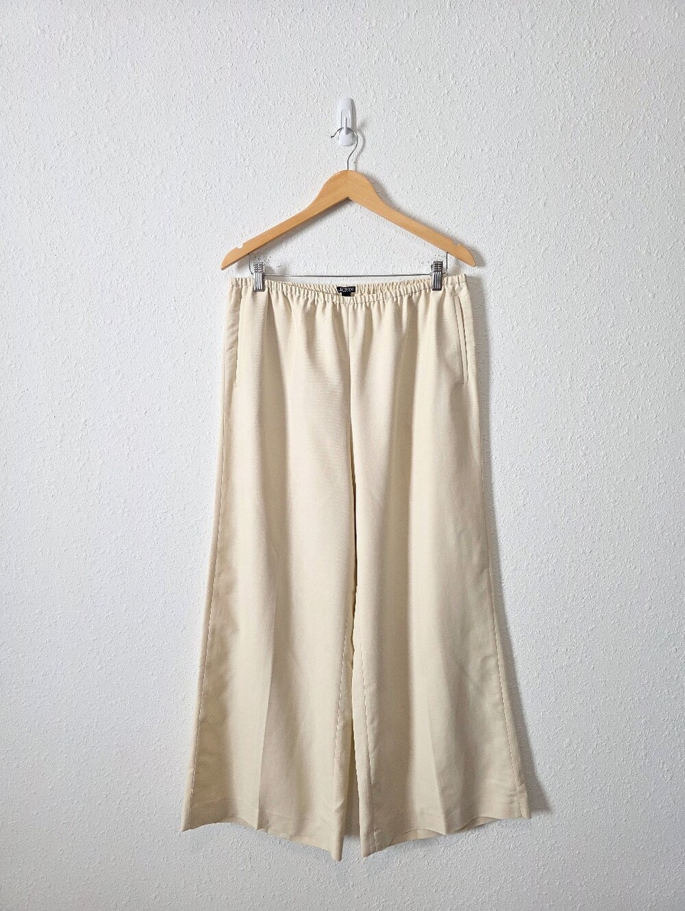 J.Crew Neutral Wide Leg Linen Blend Pull On Pants L
